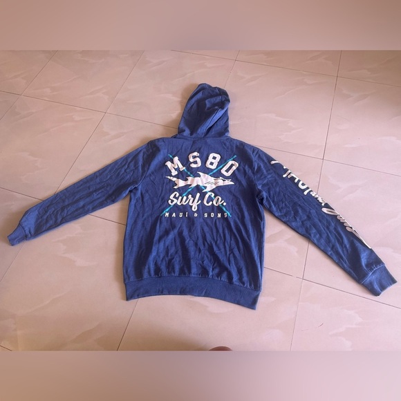 Maui And Sons Blue Hoodie Adult Sz M Florida 1980 spring lightweight pocket - Picture 6 of 16